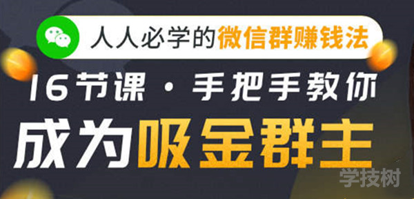 人人必學(xué)的微信群賺錢法，16節(jié)課手把手教你成為吸金群主！-第1張圖片-學(xué)技樹