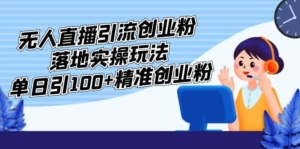 外面收費3980的無人直播引流創(chuàng)業(yè)粉落地實操玩法，單日引100+精準創(chuàng)業(yè)粉插圖