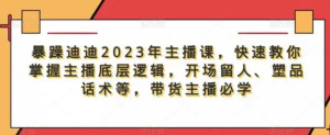 暴躁迪迪2023年主播課，快速教你掌握主播底層邏輯，開場留人塑品話術(shù)等，帶貨主播必學(xué)百度網(wǎng)盤插圖