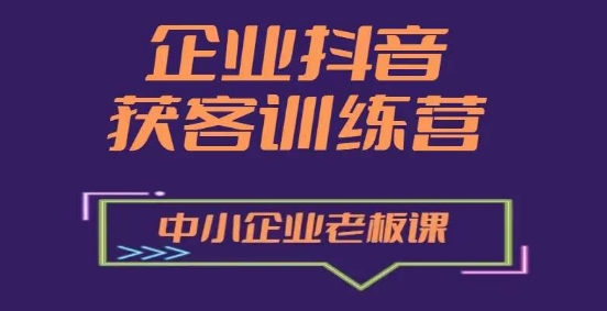 企業(yè)抖音營(yíng)銷(xiāo)獲客增長(zhǎng)訓(xùn)練營(yíng)，中小企業(yè)老板必修課插圖