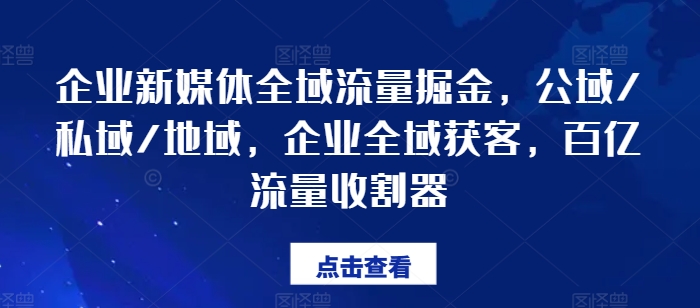 企業(yè)新媒體全域流量掘金，公域/私域/地域，企業(yè)全域獲客，百億流量收割器插圖