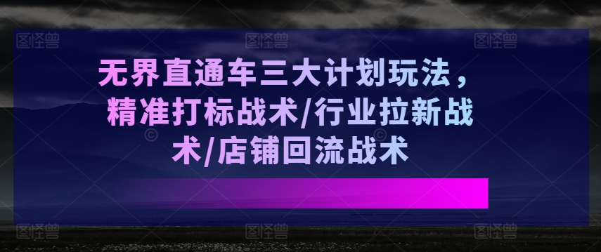 無界直通車三大計劃玩法，精準打標戰(zhàn)術(shù)/行業(yè)拉新戰(zhàn)術(shù)/店鋪回流戰(zhàn)術(shù)插圖