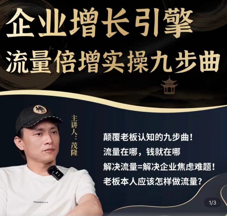 【茂隆】企業(yè)增長引擎流量倍增實操九步曲，一套課程幫你找到快速、簡單、有效、可復制的獲客+變現(xiàn)方式插圖