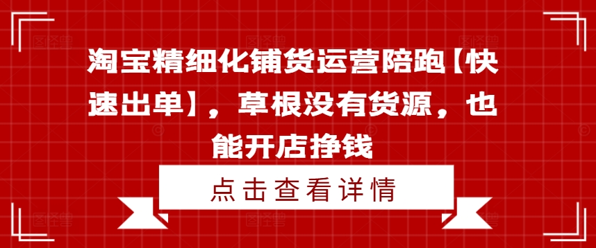 淘寶精細(xì)化鋪貨運(yùn)營陪跑【快速出單】，草根沒有貨源，也能開店掙錢插圖