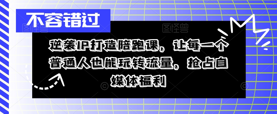 逆襲IP打造陪跑課，從0到1打造IP，精準(zhǔn)定位+高效起號(hào)，搶占自媒體福利插圖